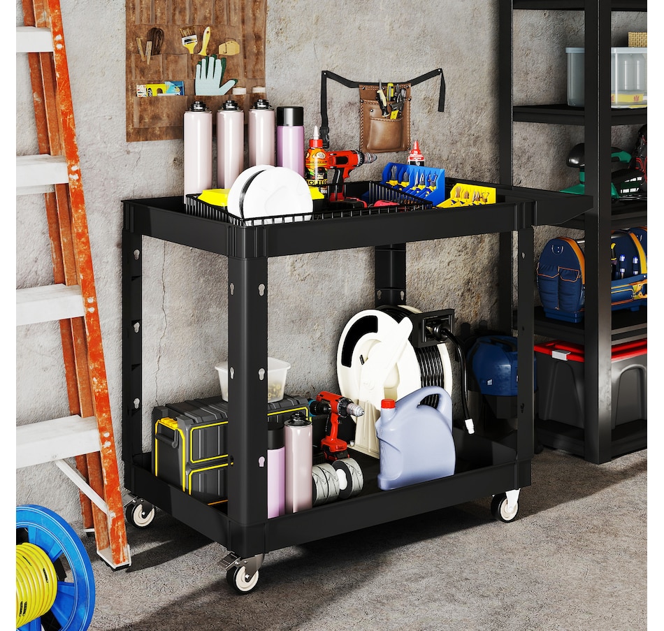Image 964714_ALTMORE1.jpg, Product 964-714 / Price $159.99, HOMCOM 2-Tier Rolling Tool Cart, 500 LBS Capacity Utility Cart, Black from HOMCOM on TSC.ca's Home & Garden department