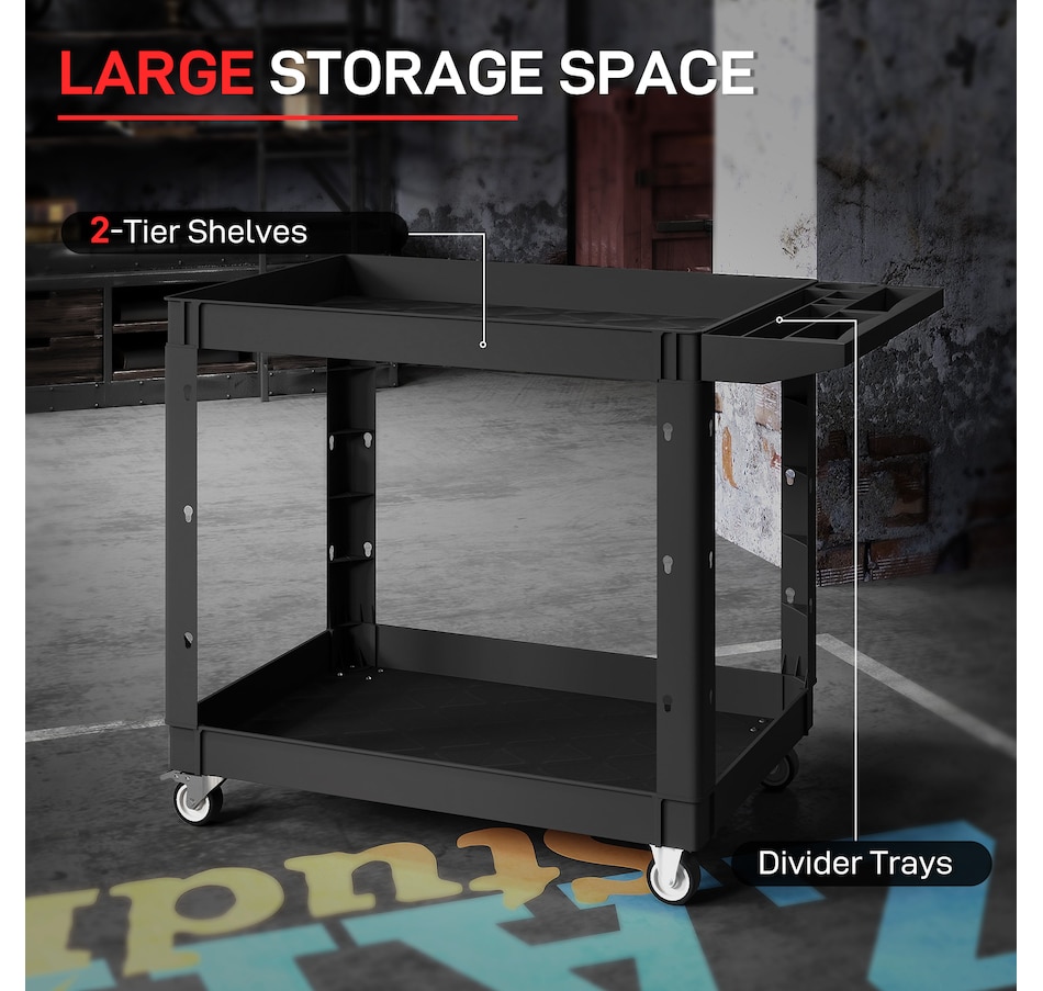 Image 964714_ALTMORE3.jpg, Product 964-714 / Price $159.99, HOMCOM 2-Tier Rolling Tool Cart, 500 LBS Capacity Utility Cart, Black from HOMCOM on TSC.ca's Home & Garden department
