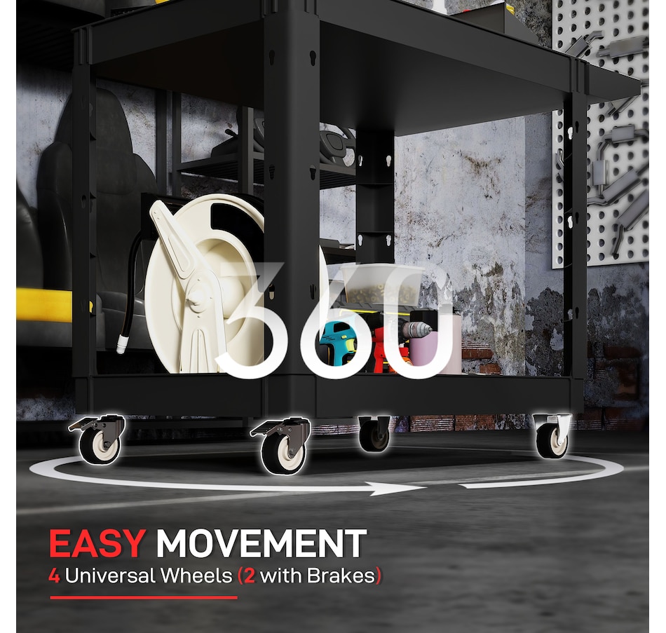 Image 964714_ALTMORE4.jpg, Product 964-714 / Price $159.99, HOMCOM 2-Tier Rolling Tool Cart, 500 LBS Capacity Utility Cart, Black from HOMCOM on TSC.ca's Home & Garden department