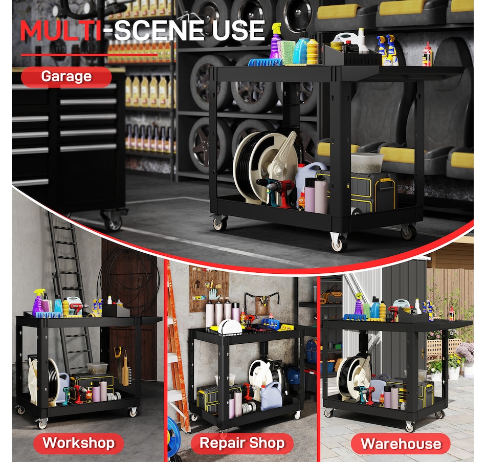 Image 964714_ALTMORE5.jpg, Product 964-714 / Price $159.99, HOMCOM 2-Tier Rolling Tool Cart, 500 LBS Capacity Utility Cart, Black from HOMCOM on TSC.ca's Home & Garden department