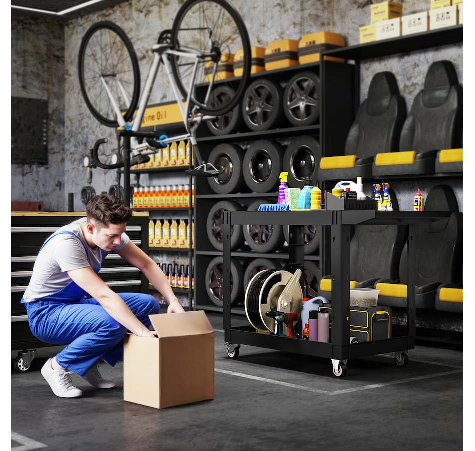 Image 964714_ALTMORE6.jpg, Product 964-714 / Price $159.99, HOMCOM 2-Tier Rolling Tool Cart, 500 LBS Capacity Utility Cart, Black from HOMCOM on TSC.ca's Home & Garden department