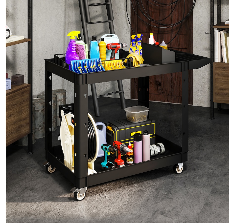 Image 964714_ALTMORE7.jpg, Product 964-714 / Price $159.99, HOMCOM 2-Tier Rolling Tool Cart, 500 LBS Capacity Utility Cart, Black from HOMCOM on TSC.ca's Home & Garden department