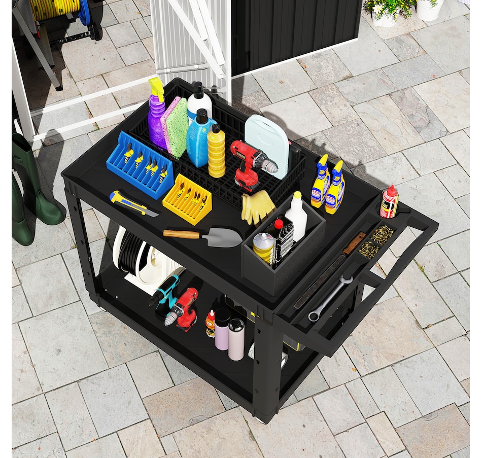 Image 964714_ALTMORE8.jpg, Product 964-714 / Price $159.99, HOMCOM 2-Tier Rolling Tool Cart, 500 LBS Capacity Utility Cart, Black from HOMCOM on TSC.ca's Home & Garden department