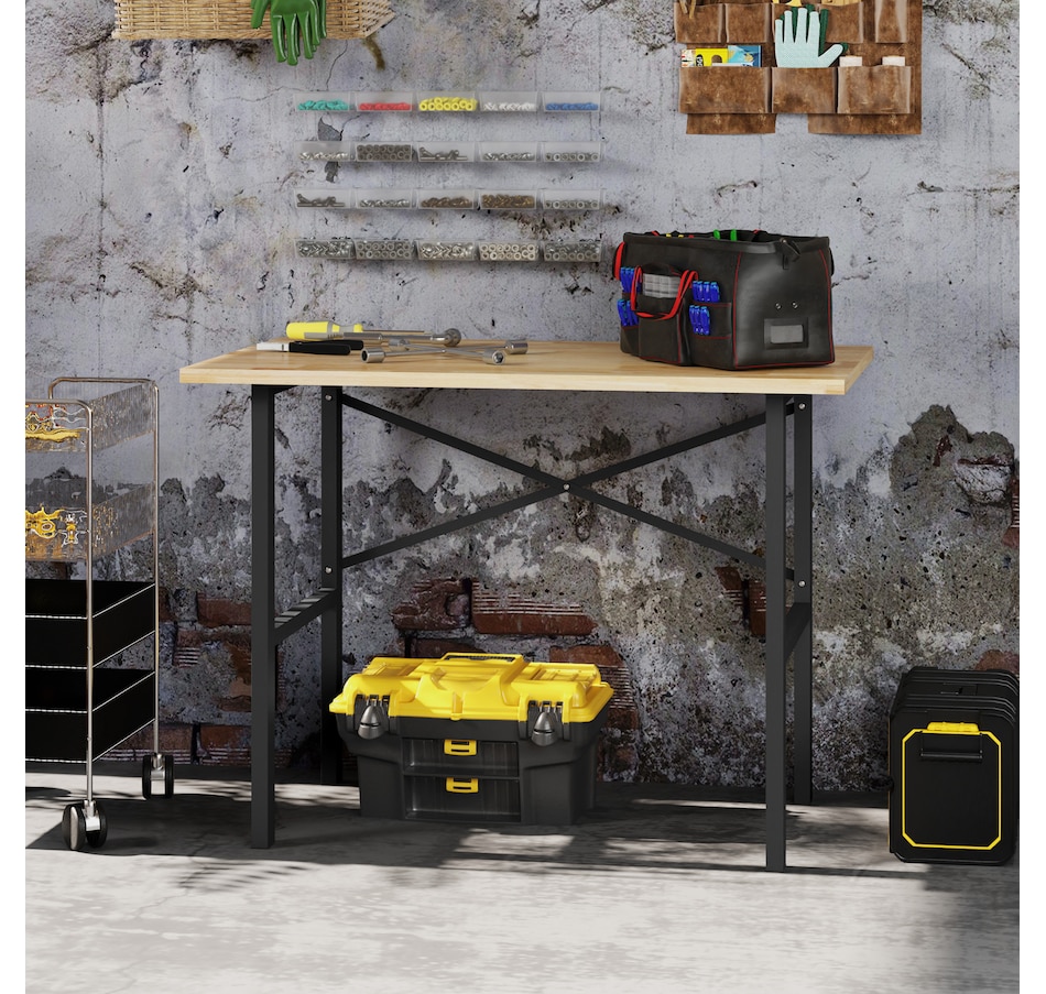 Image 964715_ALTMORE1.jpg, Product 964-715 / Price $229.99, HOMCOM 46" Work bench Table Oak Wood Top, Heavy-Duty Steel Work Table from HOMCOM on TSC.ca's Home & Garden department