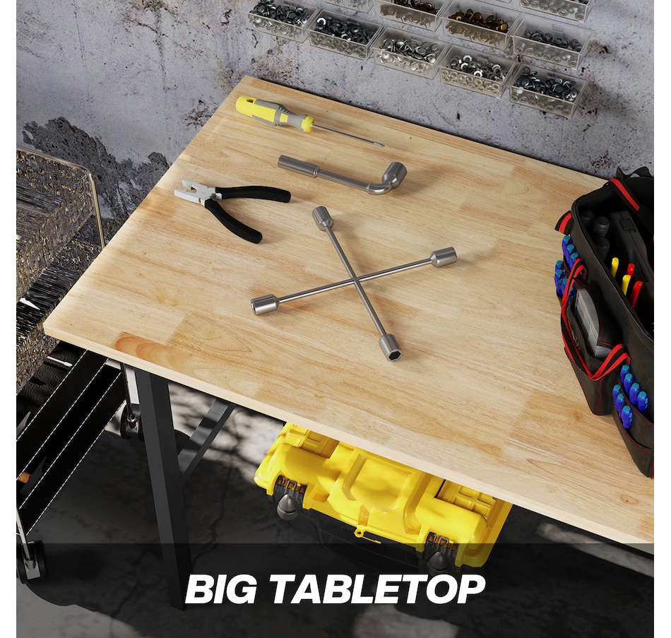 Image 964715_ALTMORE5.jpg, Product 964-715 / Price $229.99, HOMCOM 46" Work bench Table Oak Wood Top, Heavy-Duty Steel Work Table from HOMCOM on TSC.ca's Home & Garden department