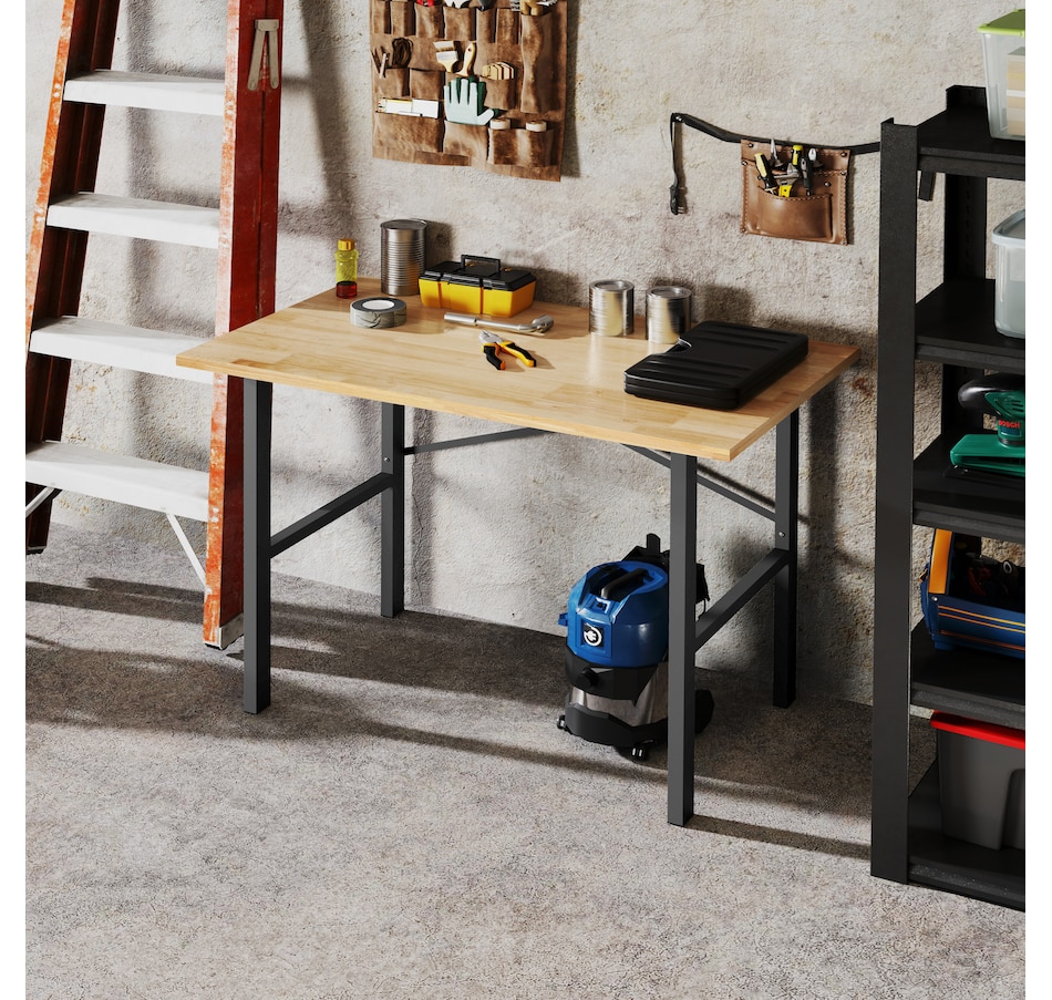 Image 964715_ALTMORE6.jpg, Product 964-715 / Price $229.99, HOMCOM 46" Work bench Table Oak Wood Top, Heavy-Duty Steel Work Table from HOMCOM on TSC.ca's Home & Garden department