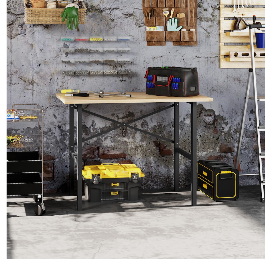 Image 964715_ALTMORE7.jpg, Product 964-715 / Price $229.99, HOMCOM 46" Work bench Table Oak Wood Top, Heavy-Duty Steel Work Table from HOMCOM on TSC.ca's Home & Garden department