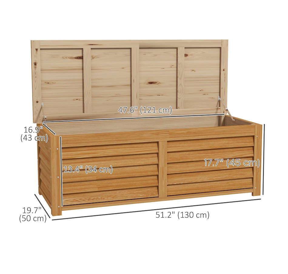 Image 964717_ALTMORE2.jpg, Product 964-717 / Price $159.99, Outsunny 176L Outdoor Deck Box with 2 Safety Hinges for Porch Light Brown from Outsunny on TSC.ca's Home & Garden department