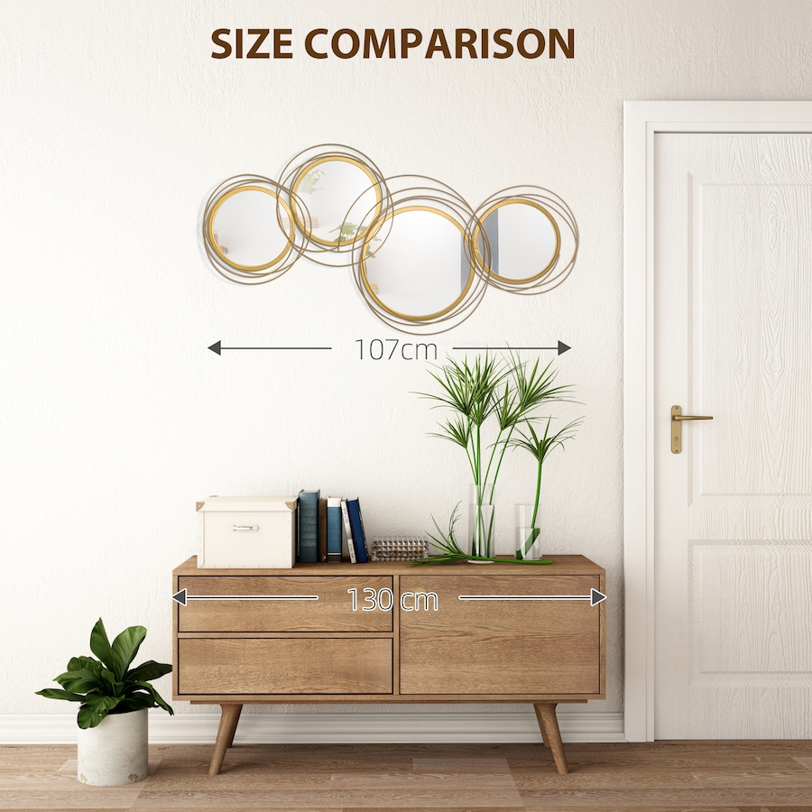 Image 964728_ALTMORE6.jpg, Product 964-728 / Price $92.99, HOMCOM Metal Wall Art Mirror Decor Modern Wall Sculpture, Gold from HOMCOM on TSC.ca's Home & Garden department