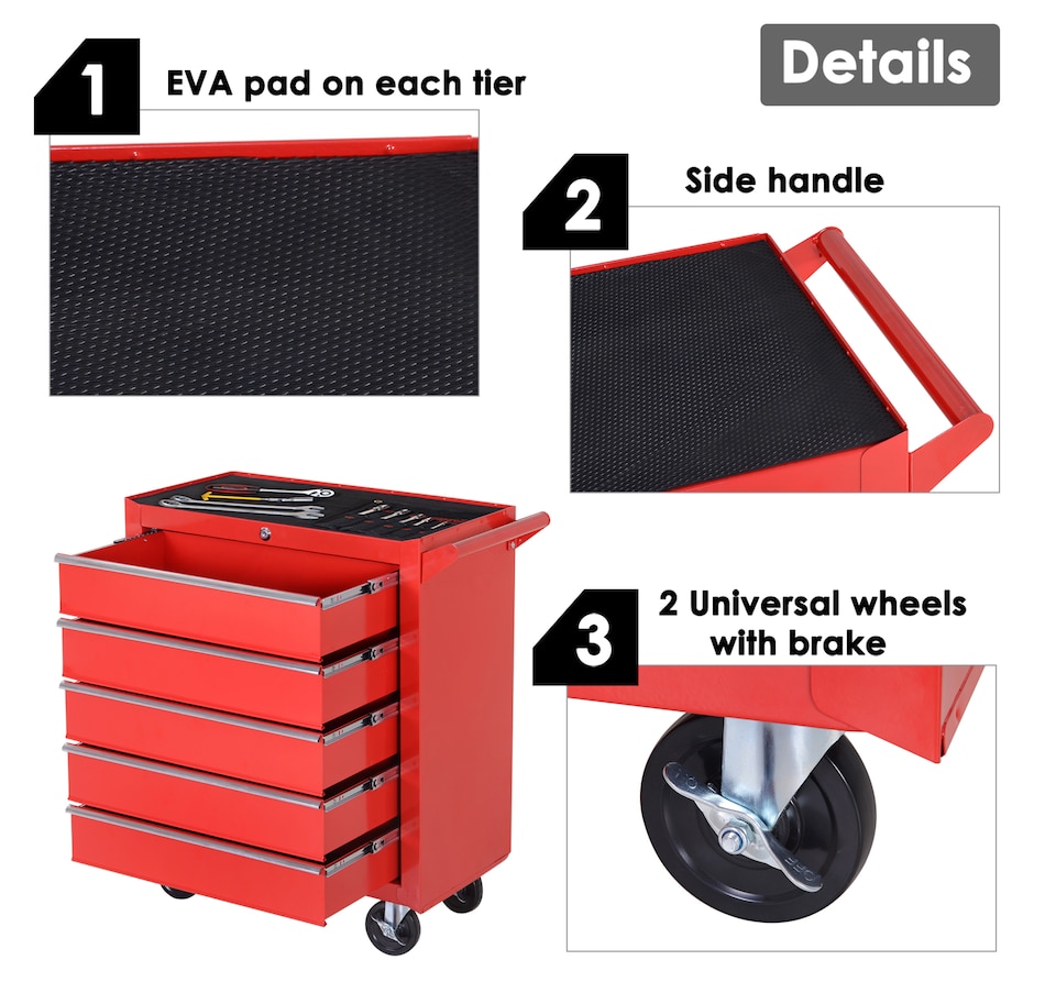 Image 964738_ALTMORE12.jpg, Product 964-738 / Price $249.99, HOMCOM 5 Drawer Lockable Steel Tool Chest With Handle from HOMCOM on TSC.ca's Home & Garden department