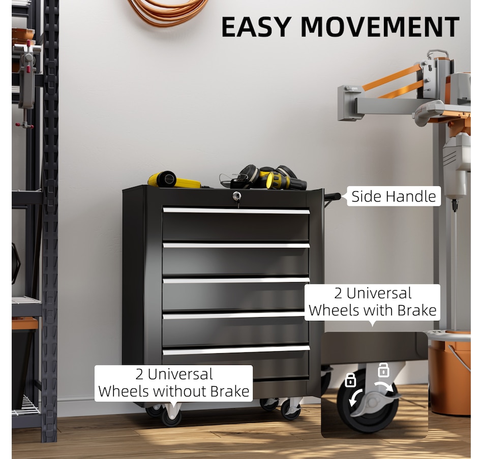 Image 964738_ALTMORE5.jpg, Product 964-738 / Price $249.99, HOMCOM 5 Drawer Lockable Steel Tool Chest With Handle from HOMCOM on TSC.ca's Home & Garden department