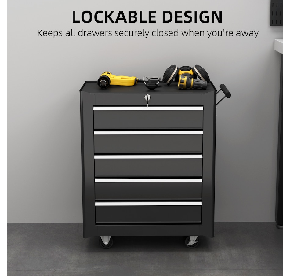 Image 964738_ALTMORE6.jpg, Product 964-738 / Price $249.99, HOMCOM 5 Drawer Lockable Steel Tool Chest With Handle from HOMCOM on TSC.ca's Home & Garden department