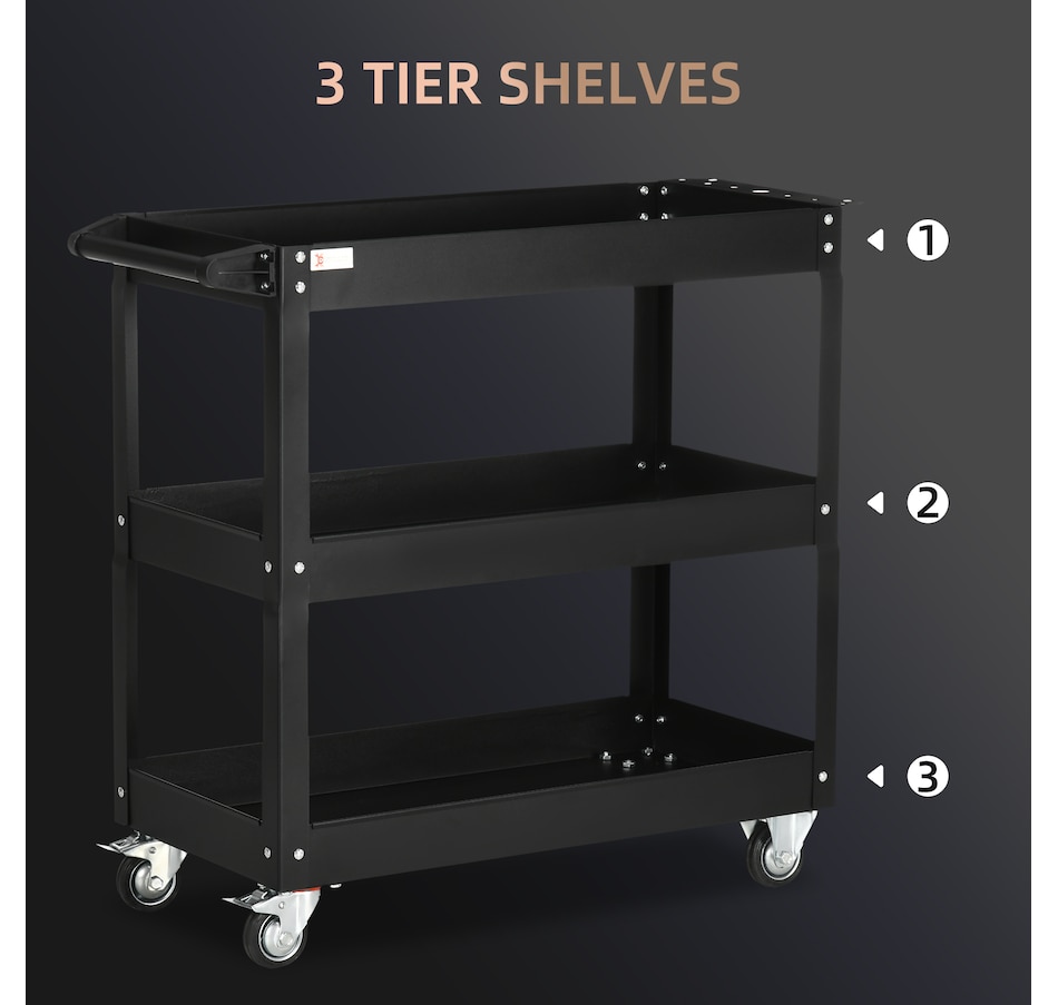 Image 964745_ALTMORE11.jpg, Product 964-745 / Price $94.99 - $99.99, DURHAND 3 Tier Rolling Tool Cart, 330 LBS Capacity Utility Cart from DURHAND on TSC.ca's Home & Garden department