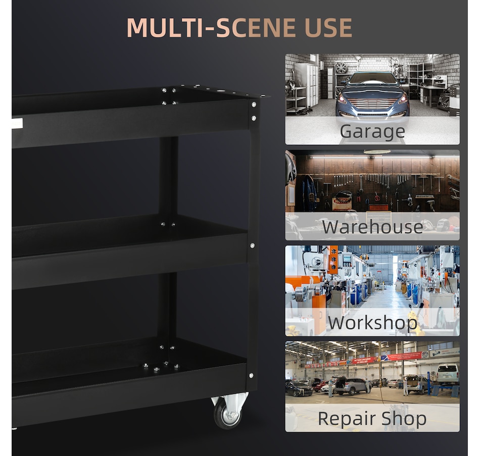 Image 964745_ALTMORE13.jpg, Product 964-745 / Price $94.99 - $99.99, DURHAND 3 Tier Rolling Tool Cart, 330 LBS Capacity Utility Cart from DURHAND on TSC.ca's Home & Garden department