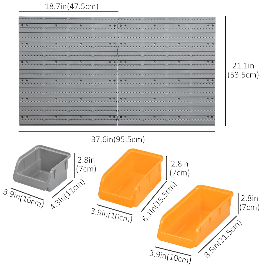 Image 964747_ALTMORE2.jpg, Product 964-747 / Price $51.49, DURHAND 44PC Wall Mounted Storage Bins Parts Rack Kit with Pegboard Orange from DURHAND on TSC.ca's Home & Garden department