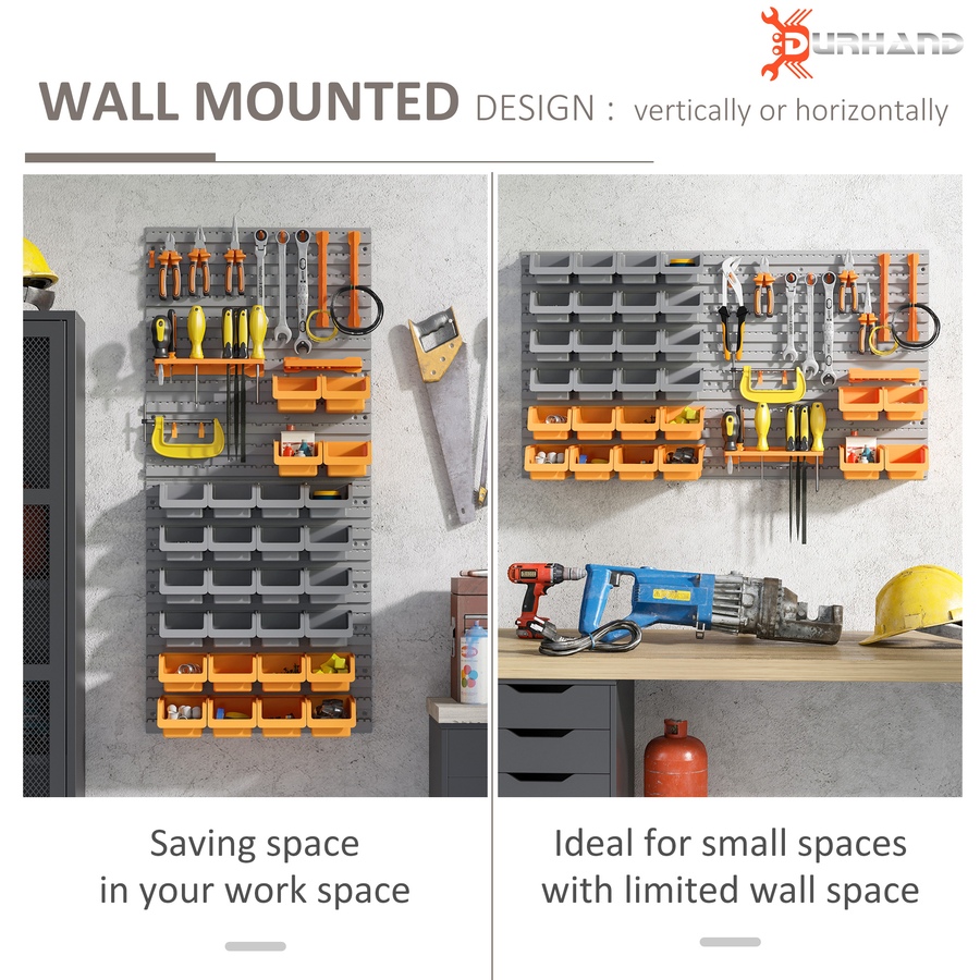 Image 964747_ALTMORE3.jpg, Product 964-747 / Price $51.49, DURHAND 44PC Wall Mounted Storage Bins Parts Rack Kit with Pegboard Orange from DURHAND on TSC.ca's Home & Garden department