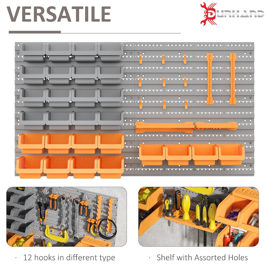 Image 964747_ALTMORE5.jpg, Product 964-747 / Price $51.49, DURHAND 44PC Wall Mounted Storage Bins Parts Rack Kit with Pegboard Orange from DURHAND on TSC.ca's Home & Garden department