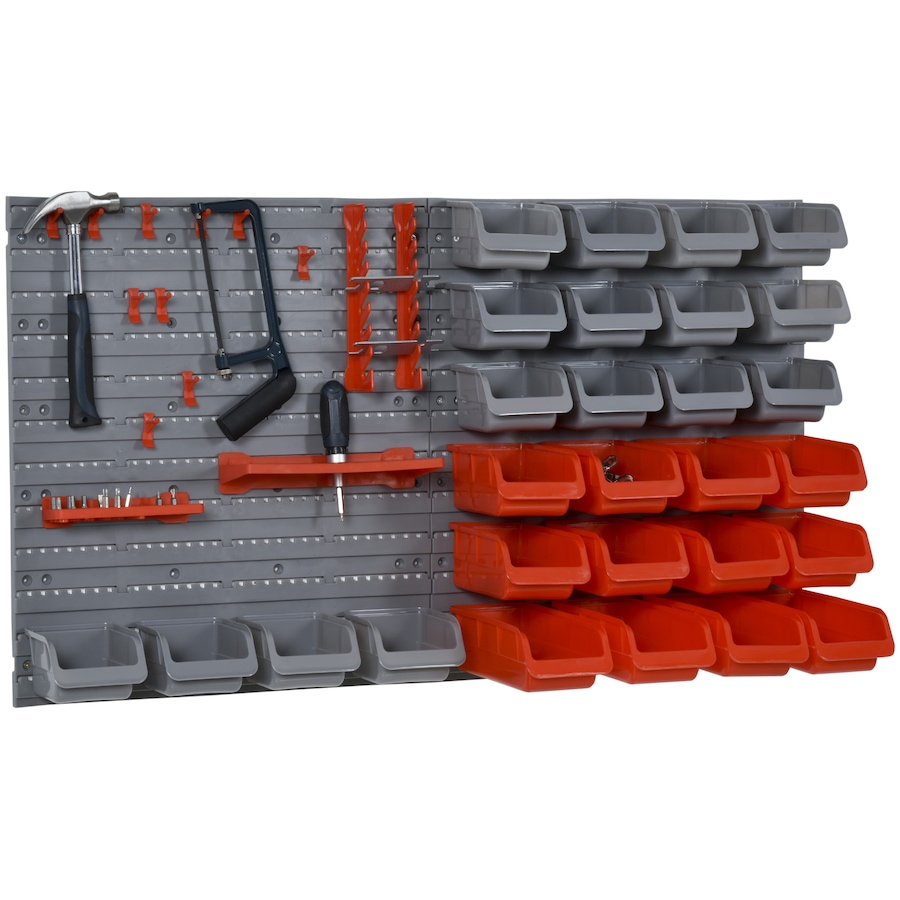 Image 964747_ST02.jpg, Product 964-747 / Price $51.49, DURHAND 44PC Wall Mounted Storage Bins Parts Rack Kit with Pegboard Orange from DURHAND on TSC.ca's Home & Garden department