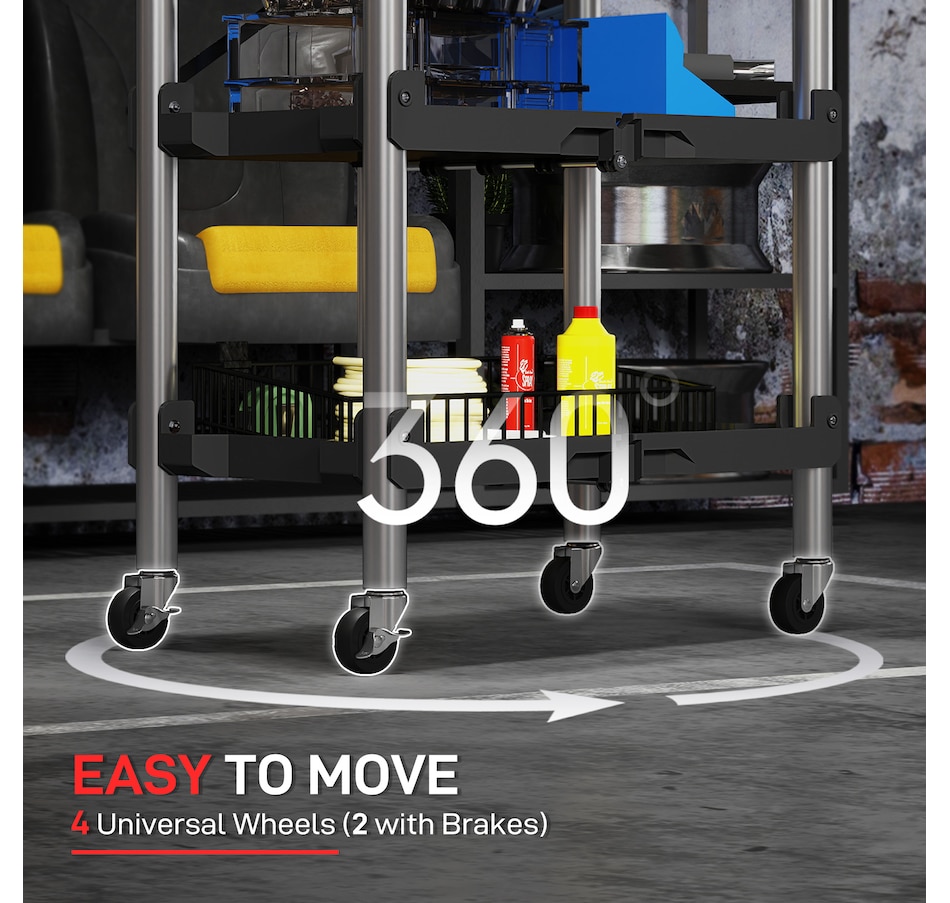 Image 964751_ALTMORE4.jpg, Product 964-751 / Price $109.99, HOMCOM 3-Tier Collapsible Tool Cart with Wheels, Folding Utility Cart Black from HOMCOM on TSC.ca's Home & Garden department