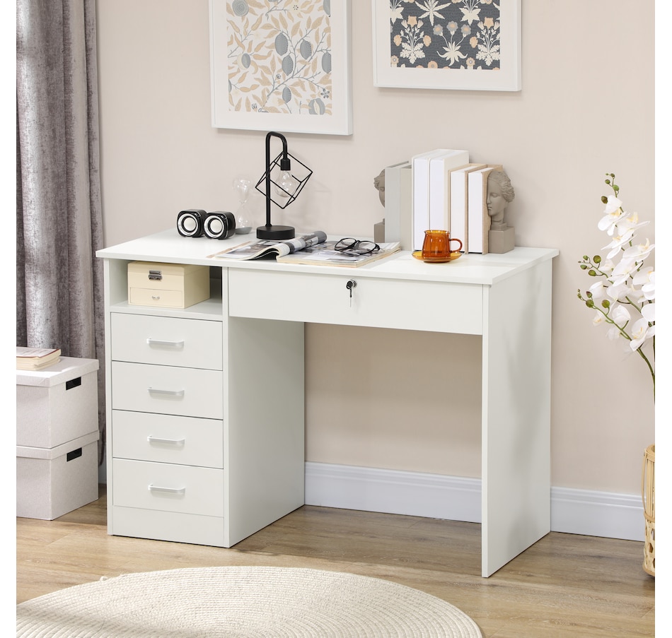 Image 964757_ALTMORE1.jpg, Product 964-757 / Price $219.99, Vinsetto Computer Desk with Lockable Drawer and Open Compartment, White from Vinsetto on TSC.ca's Home & Garden department