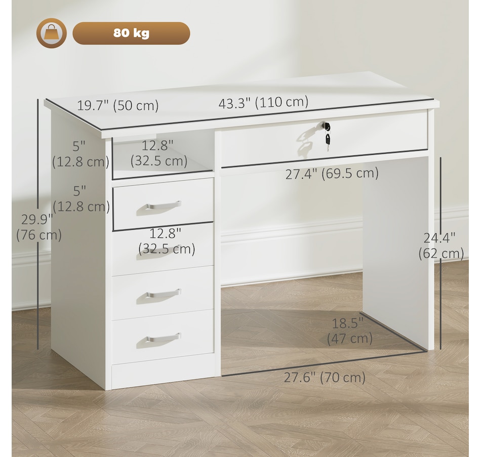 Image 964757_ALTMORE10.jpg, Product 964-757 / Price $199.99, Vinsetto Computer Desk with Lockable Drawer and Open Compartment, White from Vinsetto on TSC.ca's Home & Garden department