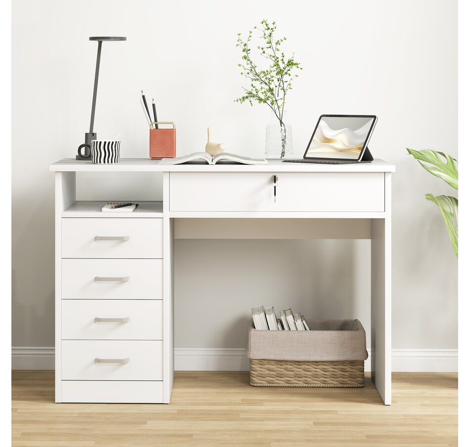 Image 964757_ALTMORE14.jpg, Product 964-757 / Price $199.99, Vinsetto Computer Desk with Lockable Drawer and Open Compartment, White from Vinsetto on TSC.ca's Home & Garden department