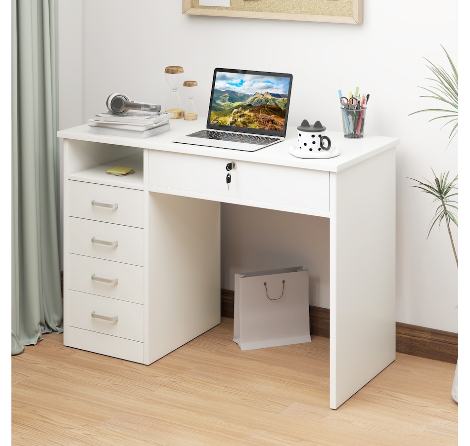 Image 964757_ALTMORE15.jpg, Product 964-757 / Price $199.99, Vinsetto Computer Desk with Lockable Drawer and Open Compartment, White from Vinsetto on TSC.ca's Home & Garden department