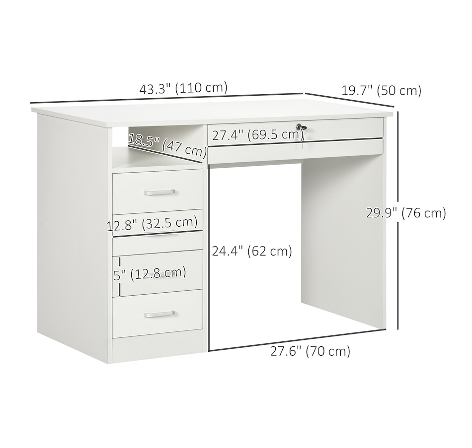 Image 964757_ALTMORE2.jpg, Product 964-757 / Price $219.99, Vinsetto Computer Desk with Lockable Drawer and Open Compartment, White from Vinsetto on TSC.ca's Home & Garden department
