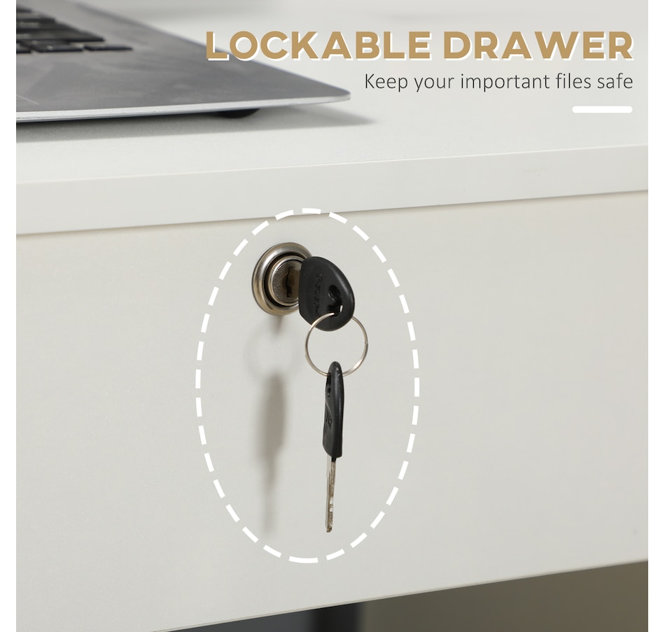 Image 964757_ALTMORE3.jpg, Product 964-757 / Price $219.99, Vinsetto Computer Desk with Lockable Drawer and Open Compartment, White from Vinsetto on TSC.ca's Home & Garden department