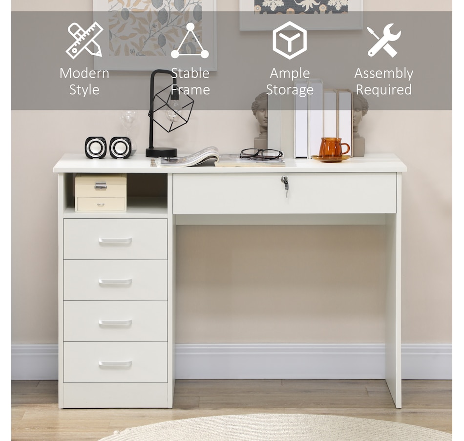 Image 964757_ALTMORE5.jpg, Product 964-757 / Price $219.99, Vinsetto Computer Desk with Lockable Drawer and Open Compartment, White from Vinsetto on TSC.ca's Home & Garden department