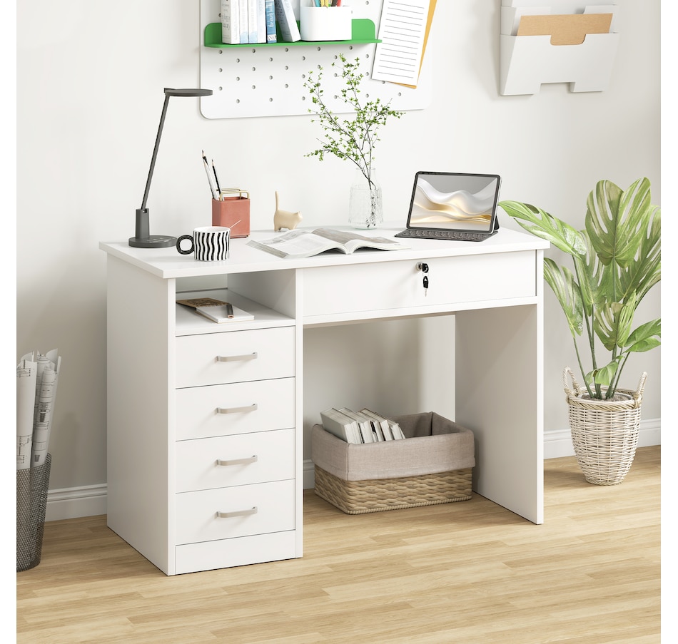 Image 964757_ALTMORE9.jpg, Product 964-757 / Price $199.99, Vinsetto Computer Desk with Lockable Drawer and Open Compartment, White from Vinsetto on TSC.ca's Home & Garden department