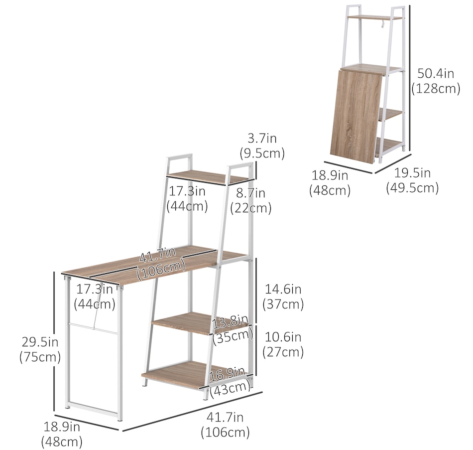 Image 964760_ALTMORE2.jpg, Product 964-760 / Price $119.99, HOMCOM Foldable Computer Desk With 4-tier Shelves from HOMCOM on TSC.ca's Home & Garden department