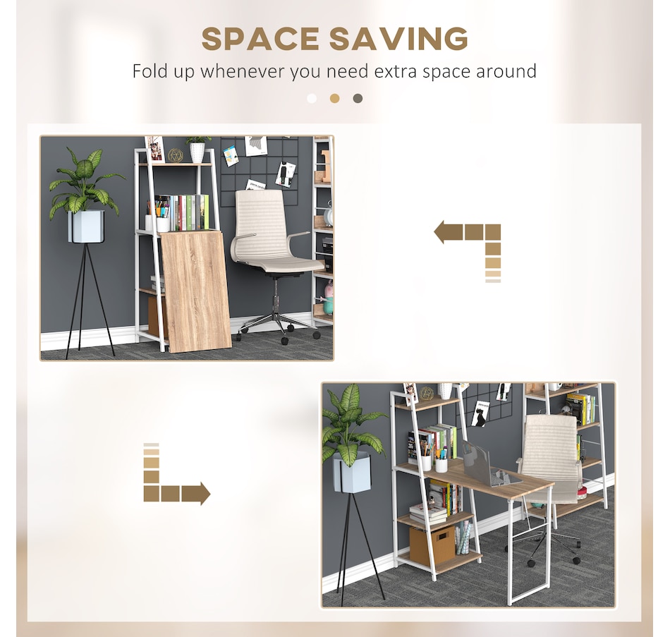 Image 964760_ALTMORE3.jpg, Product 964-760 / Price $119.99, HOMCOM Foldable Computer Desk With 4-tier Shelves from HOMCOM on TSC.ca's Home & Garden department