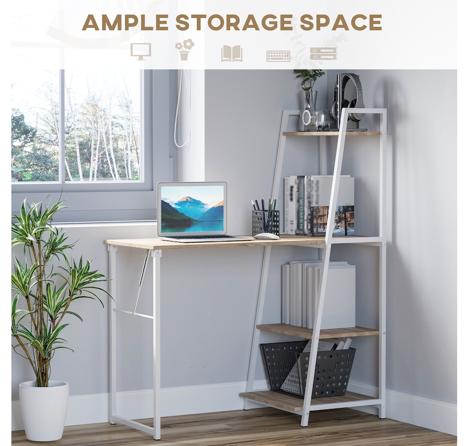 Image 964760_ALTMORE4.jpg, Product 964-760 / Price $119.99, HOMCOM Foldable Computer Desk With 4-tier Shelves from HOMCOM on TSC.ca's Home & Garden department