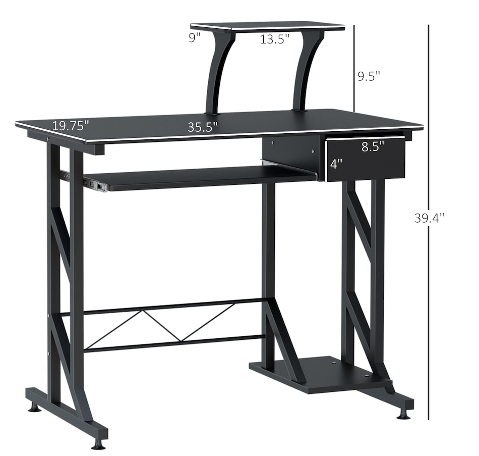 Image 964762_ALTMORE2.jpg, Product 964-762 / Price $89.99, HOMCOM Computer Desk With Keyboard Tray & Cpu Stand from HOMCOM on TSC.ca's Home & Garden department