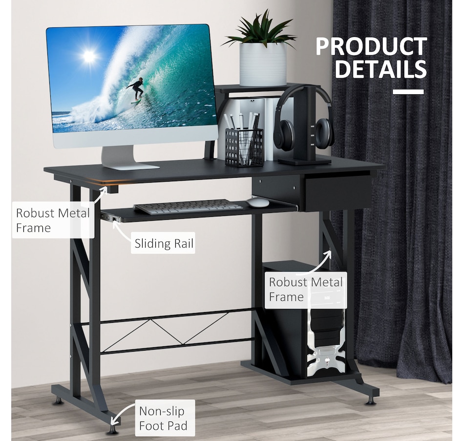 Image 964762_ALTMORE4.jpg, Product 964-762 / Price $89.99, HOMCOM Computer Desk With Keyboard Tray & Cpu Stand from HOMCOM on TSC.ca's Home & Garden department