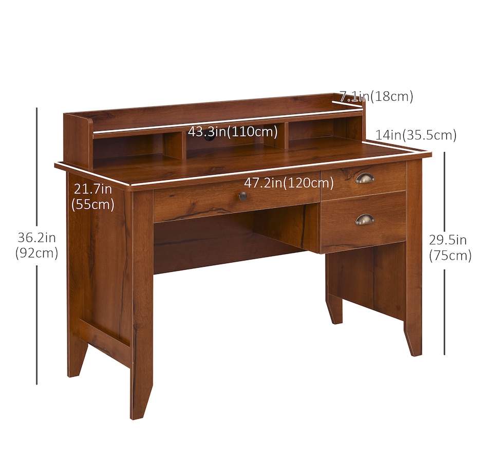 Image 964766_ALTMORE2.jpg, Product 964-766 / Price $194.99, HOMCOM 3-drawer Computer Desk With Hutch from HOMCOM on TSC.ca's Home & Garden department