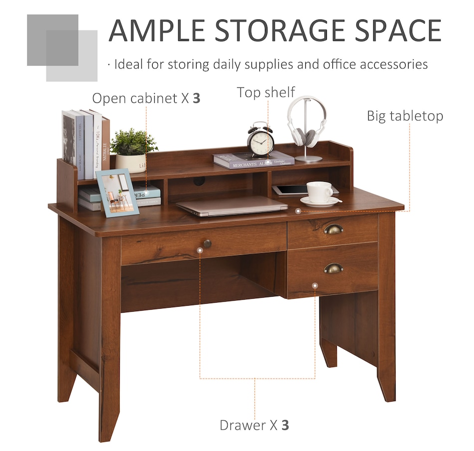 Image 964766_ALTMORE4.jpg, Product 964-766 / Price $194.99, HOMCOM 3-drawer Computer Desk With Hutch from HOMCOM on TSC.ca's Home & Garden department