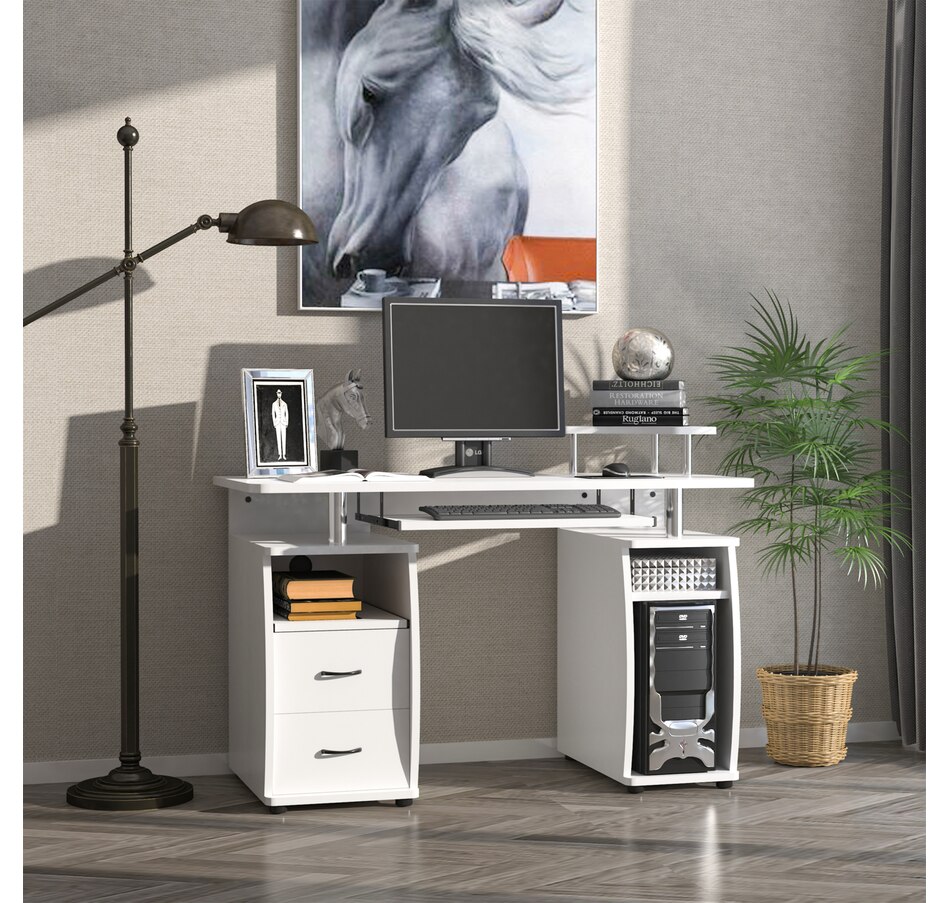 Image 964767_ALTMORE1.jpg, Product 964-767 / Price $194.99, HOMCOM Computer Desk, Writing Desk with Keyboard Tray, CPU Stand, Drawers from HOMCOM on TSC.ca's Home & Garden department