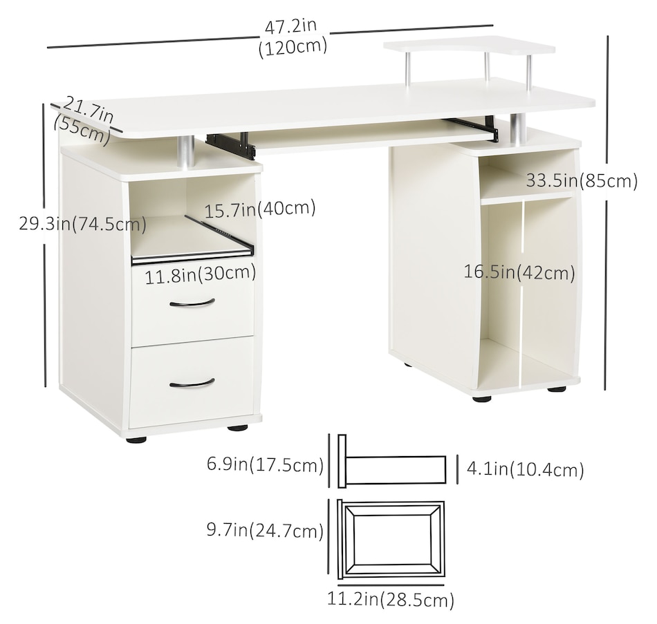 Image 964767_ALTMORE2.jpg, Product 964-767 / Price $194.99, HOMCOM Computer Desk, Writing Desk with Keyboard Tray, CPU Stand, Drawers from HOMCOM on TSC.ca's Home & Garden department