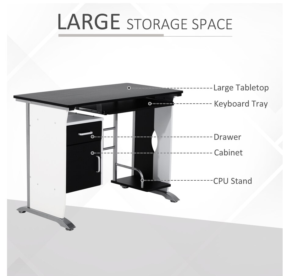 Image 964769_ALTMORE3.jpg, Product 964-769 / Price $129.99, HOMCOM Computer Desk With Keyboard Tray & Cpu Stand from HOMCOM on TSC.ca's Home & Garden department