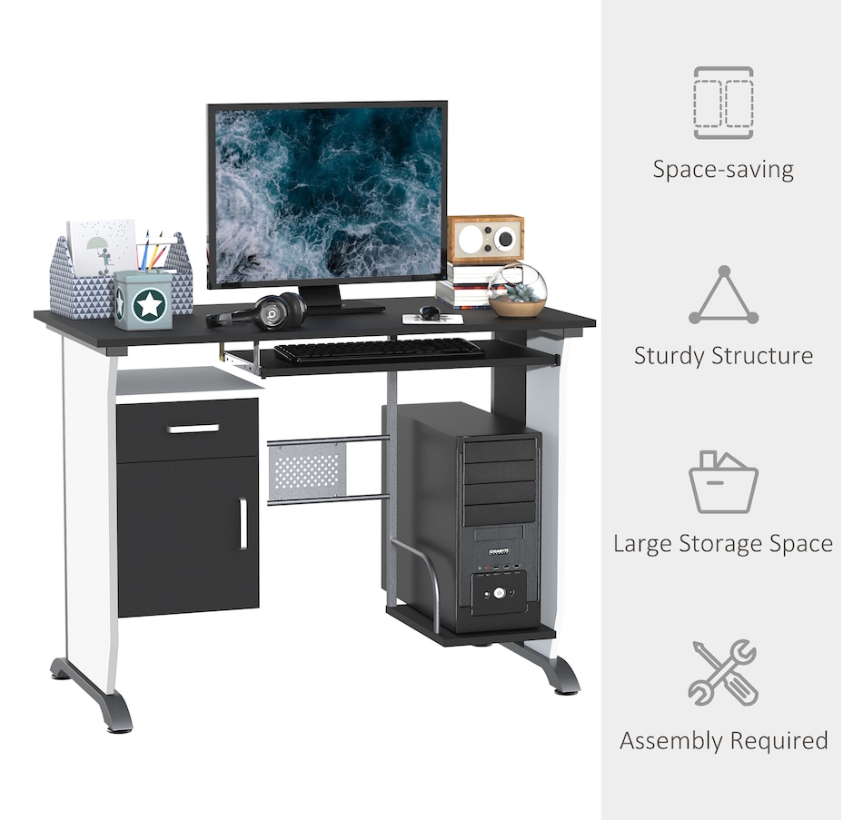 Image 964769_ALTMORE5.jpg, Product 964-769 / Price $129.99, HOMCOM Computer Desk With Keyboard Tray & Cpu Stand from HOMCOM on TSC.ca's Home & Garden department