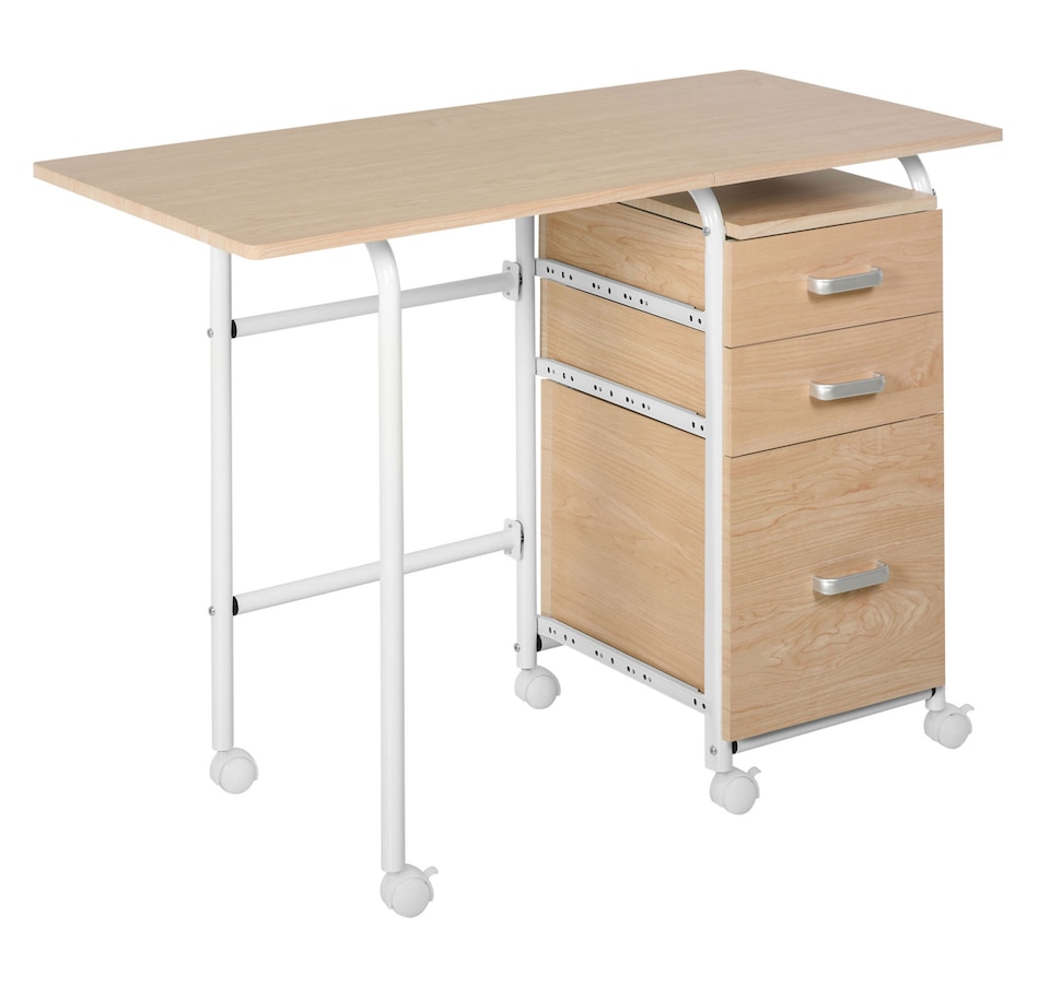 Image 964770.jpg, Product 964-770 / Price $114.99, HOMCOM Foldable Computer Desk With Drawers & 6 Wheels from HOMCOM on TSC.ca's Home & Garden department