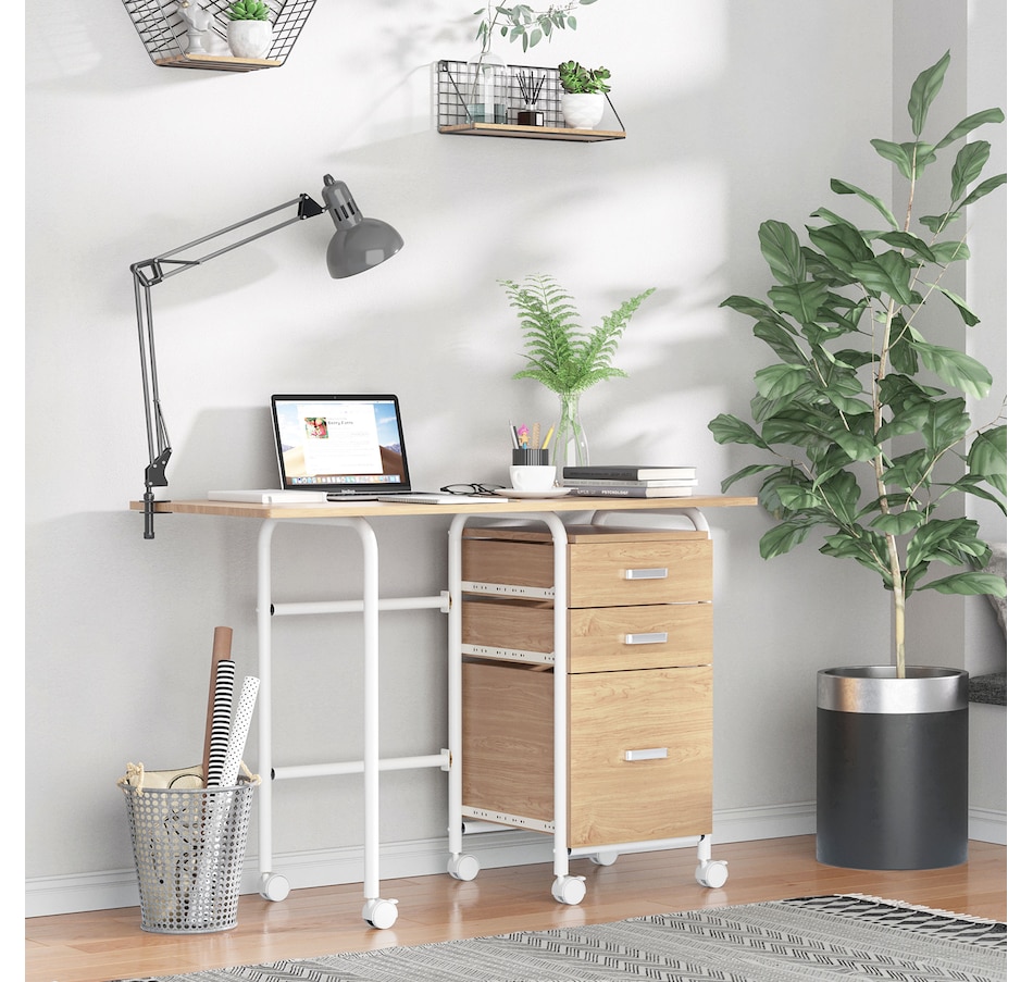 Image 964770_ALTMORE1.jpg, Product 964-770 / Price $114.99, HOMCOM Foldable Computer Desk With Drawers & 6 Wheels from HOMCOM on TSC.ca's Home & Garden department