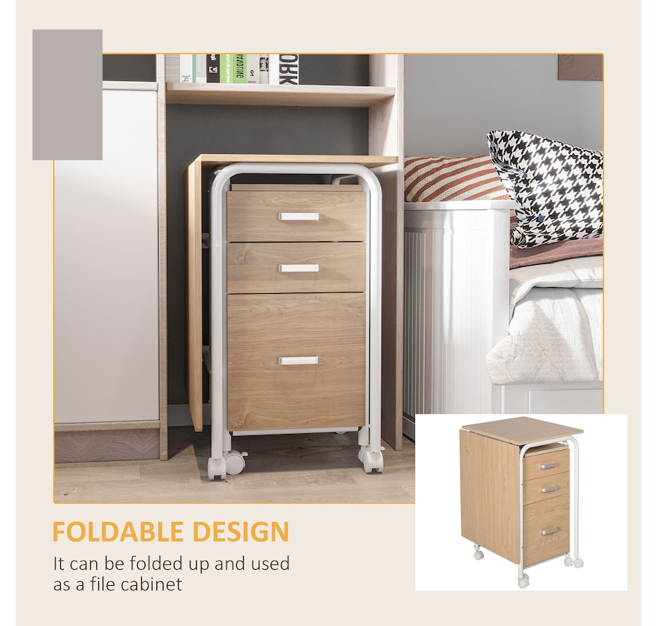 Image 964770_ALTMORE4.jpg, Product 964-770 / Price $114.99, HOMCOM Foldable Computer Desk With Drawers & 6 Wheels from HOMCOM on TSC.ca's Home & Garden department