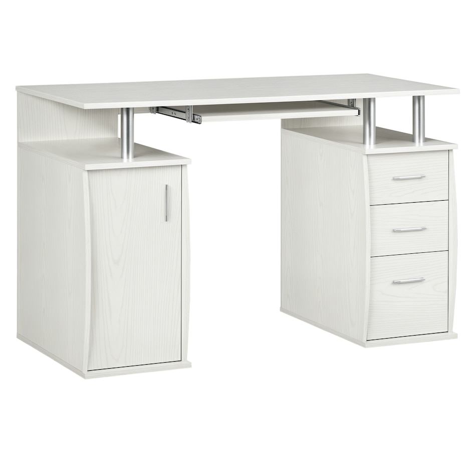 Image 964773.jpg, Product 964-773 / Price $199.99, HOMCOM 47" Computer Desk with Keyboard Tray and Storage Drawers White from HOMCOM on TSC.ca's Home & Garden department