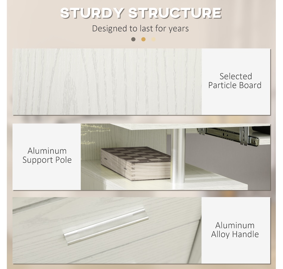 Image 964773_ALTMORE4.jpg, Product 964-773 / Price $199.99, HOMCOM 47" Computer Desk with Keyboard Tray and Storage Drawers White from HOMCOM on TSC.ca's Home & Garden department