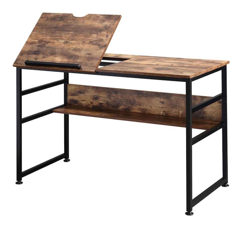 Image 964774.jpg, Product 964-774 / Price $159.99, HOMCOM Tiltable Drafting Table Computer Desk w/ Shelf, Rustic Brown from HOMCOM on TSC.ca's Home & Garden department