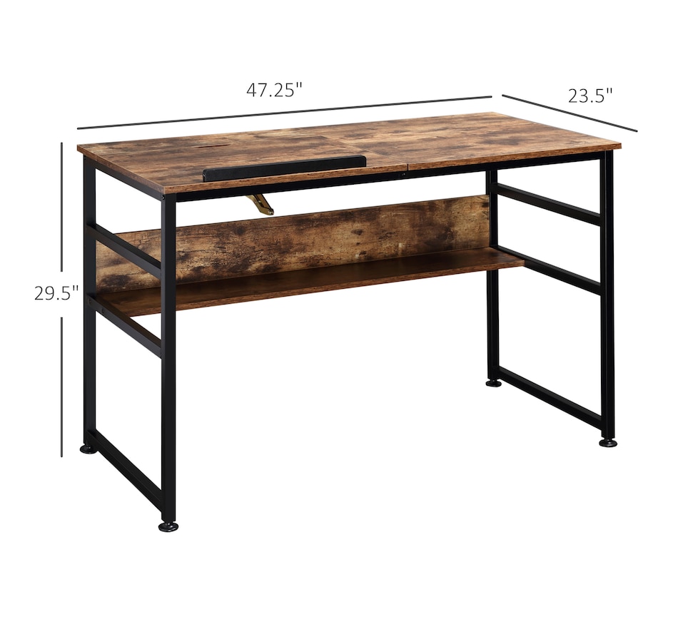 Image 964774_ALTMORE2.jpg, Product 964-774 / Price $159.99, HOMCOM Tiltable Drafting Table Computer Desk w/ Shelf, Rustic Brown from HOMCOM on TSC.ca's Home & Garden department