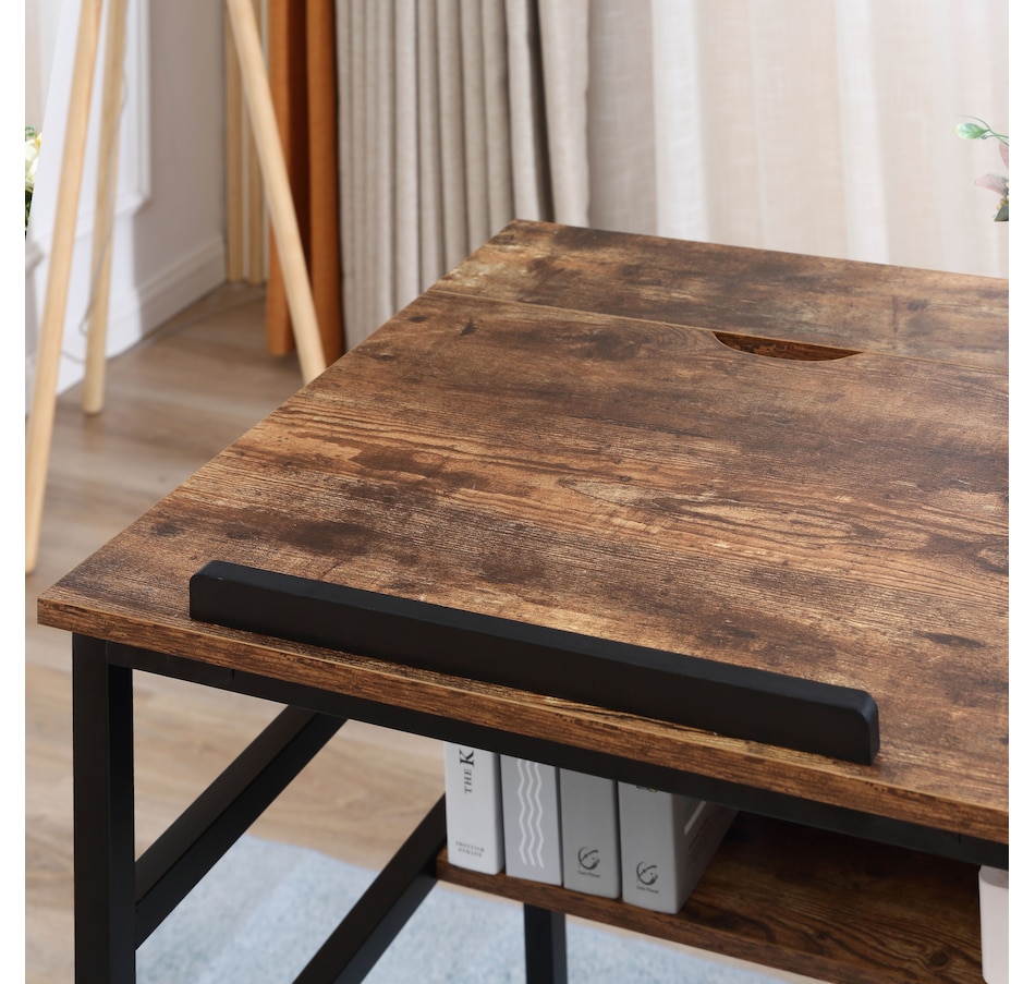 Image 964774_ALTMORE7.jpg, Product 964-774 / Price $159.99, HOMCOM Tiltable Drafting Table Computer Desk w/ Shelf, Rustic Brown from HOMCOM on TSC.ca's Home & Garden department